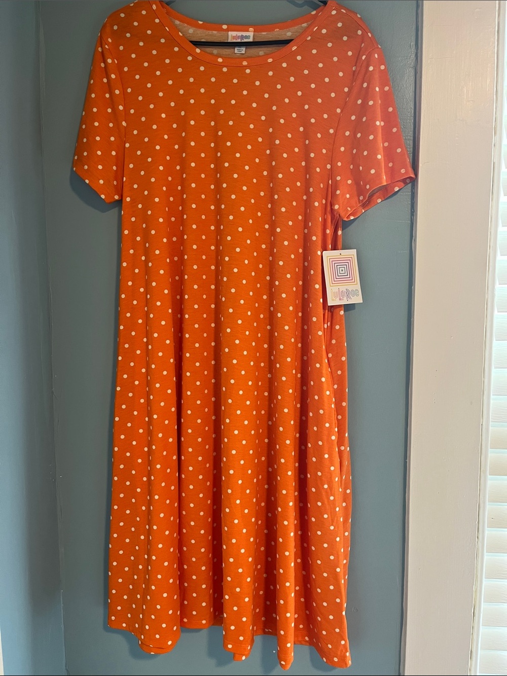 LuLaRoe Orange Dress with White Polka Dots